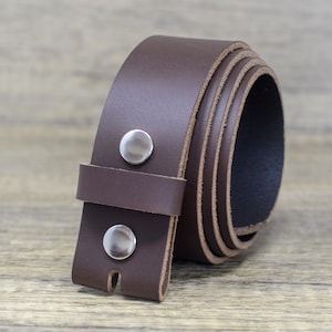 Replacement Leather Belt Strap, Real Leather Snap On Belt 40mm (1.5&quot;) in Brown with Silver Colour Press Studs by Ashford Ridge