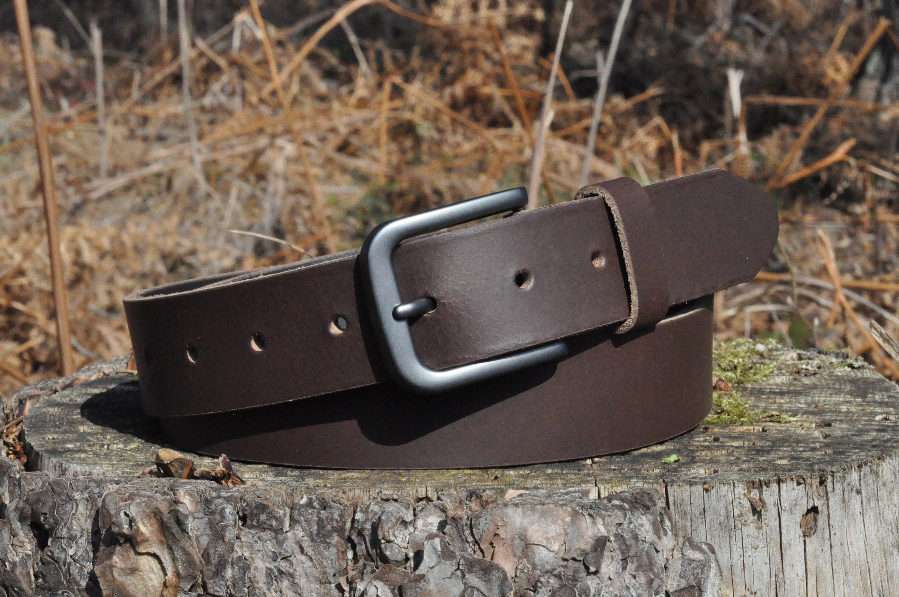 Mens Full Grain Leather Belt Set: Black & Brown, 34mm Wide 