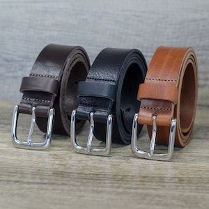 Italian Leather Suit Belt by Ashford Ridge 35mm, 1.25&quot; Made in England, Gifts for Men, Valentines, Anniversary Black Brown Tan Wedding Belt