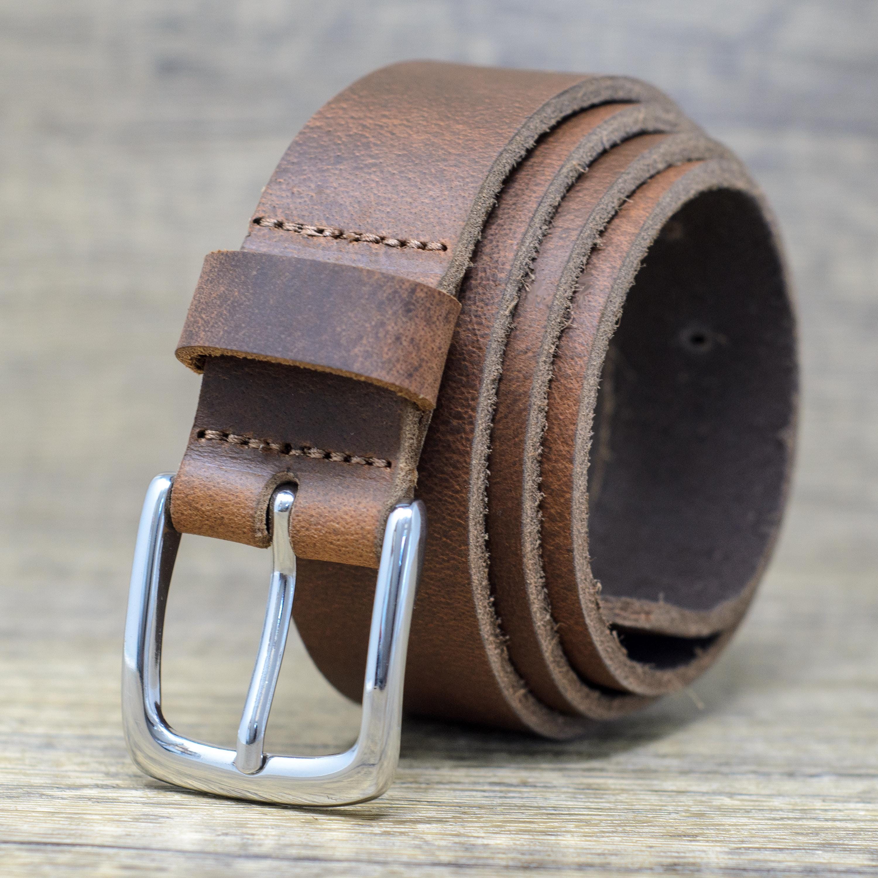 Real Leather Belt, Smart Casual Vintage Brown Belt by Ashford