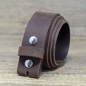 Replacement Leather Belt Strap Full Grain Snap On Belt 40mm (1.5&quot;) in Vintage Brown with Silver Press Studs by Ashford Ridge