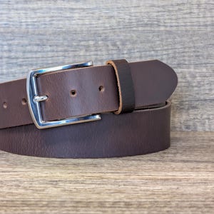 Brown Full Grain Leather Belt 1.5” Handmade in England, Personalised Mens Leather Belt, Gift for Him image 2