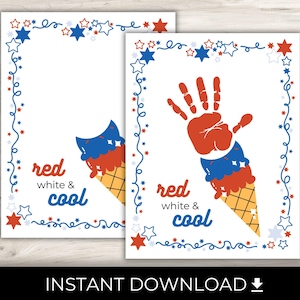4th of July Handprint Art, PRINTABLE Fourth of July Handprint Craft Keepsake, 4th of July Activity