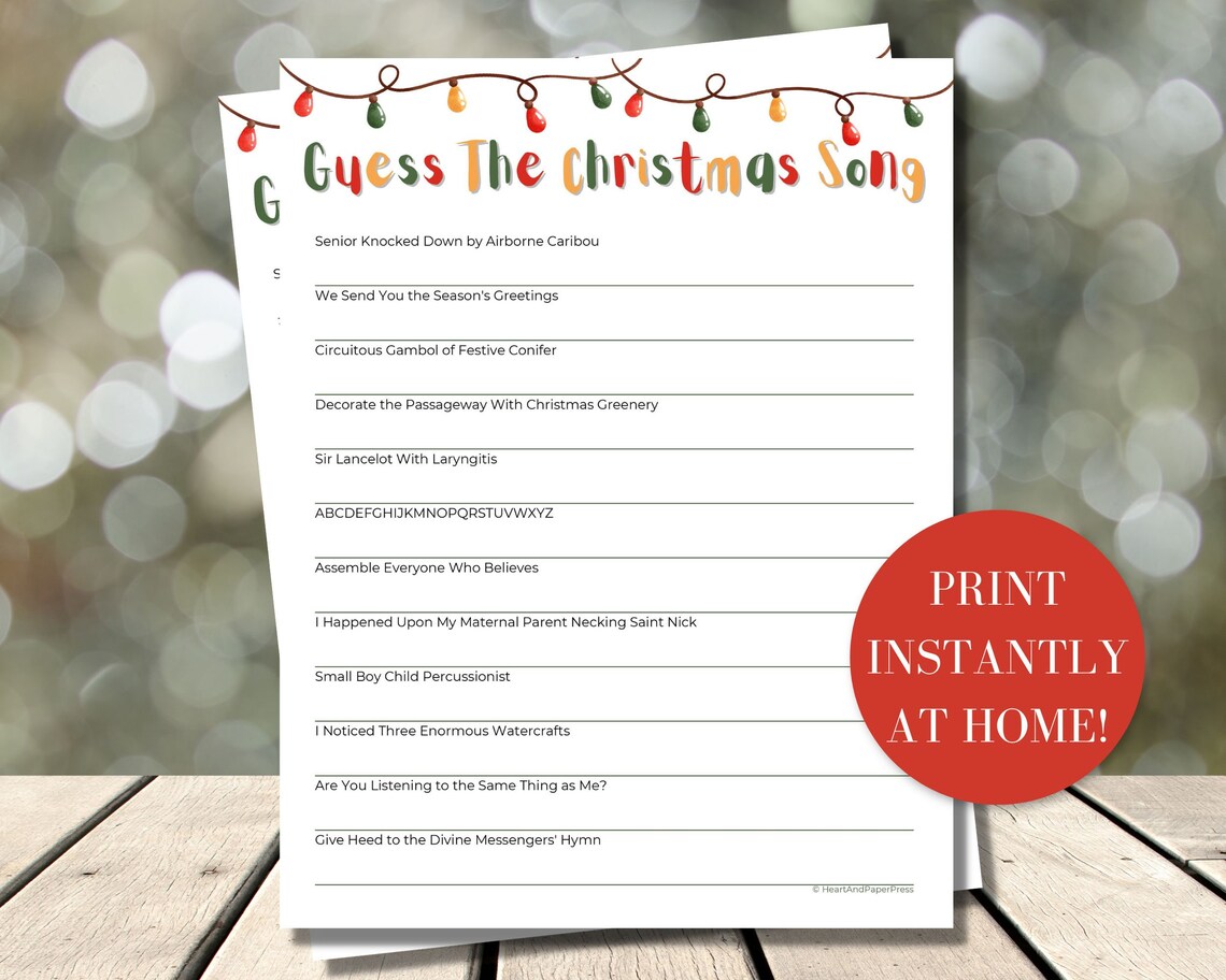 Guess the Christmas Carol Game for Office Christmas Party, Friendsmas ...