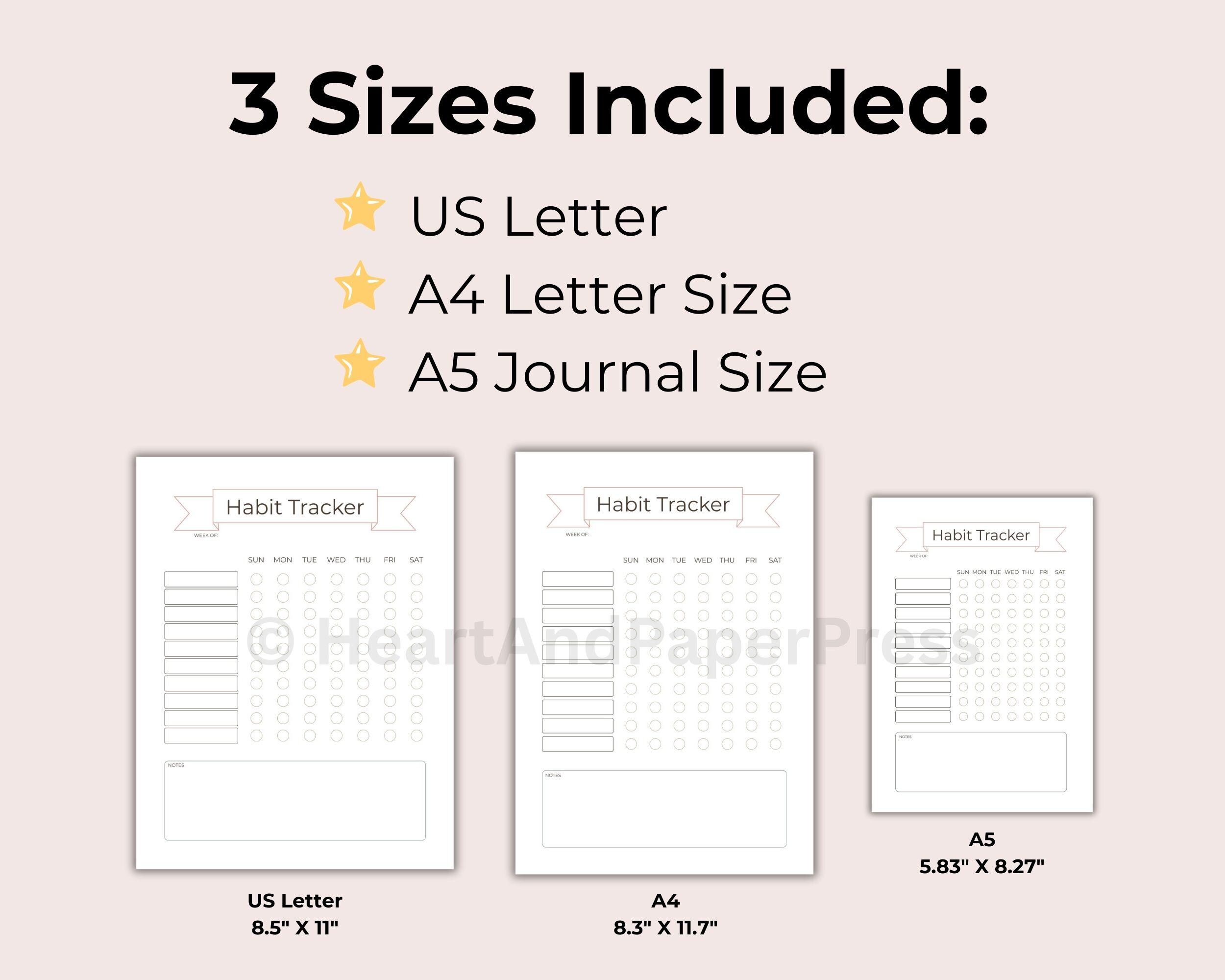 Printable Weekly Habit Tracker | Minimal Planner Insert | A4 A5 US ...