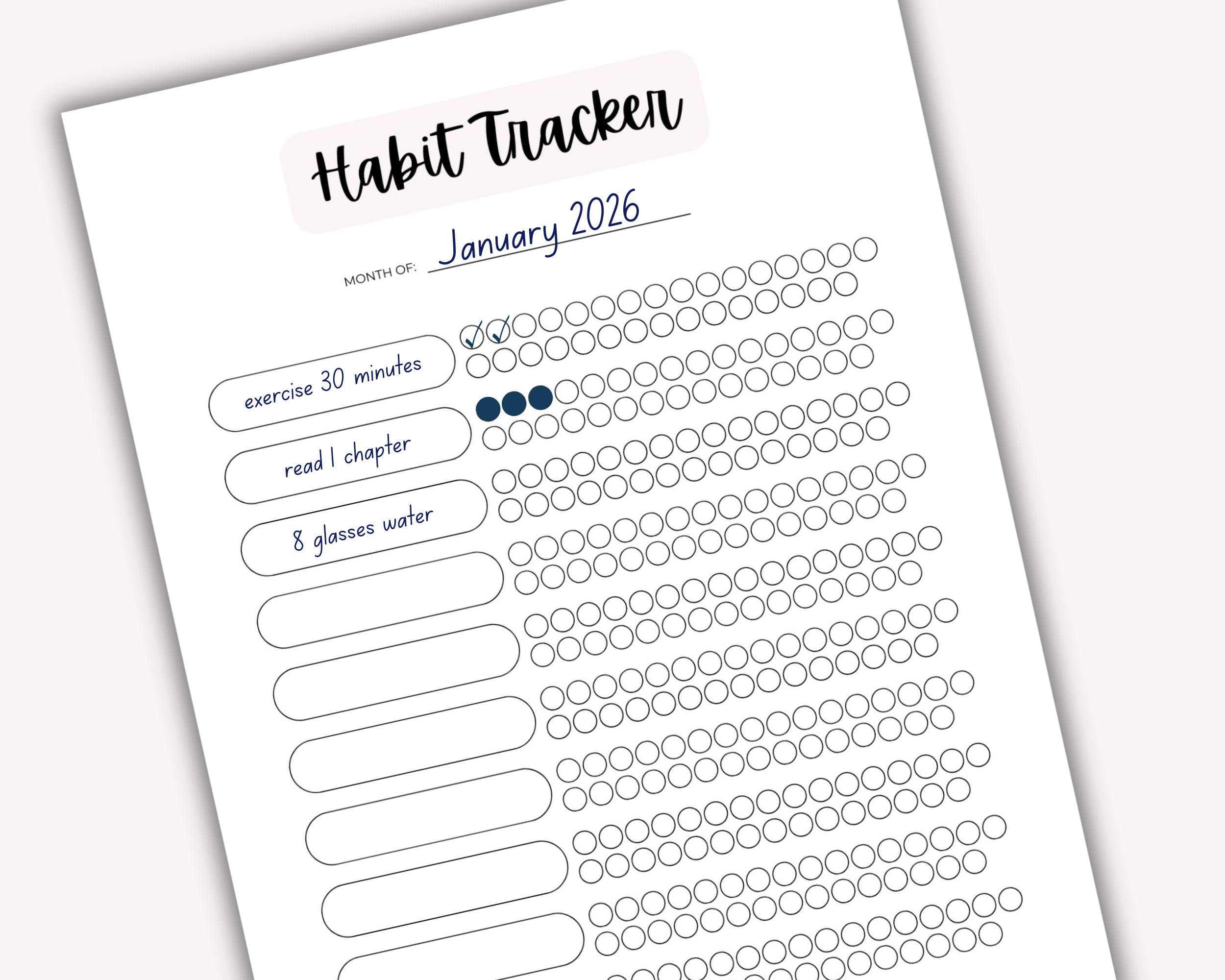 Printable Monthly Habit Tracker | Minimal Planner Insert | A4 A5 US ...