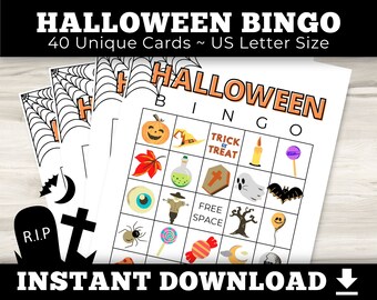 Spooky Halloween Bingo Cards, Classroom Activity (Digital Download)