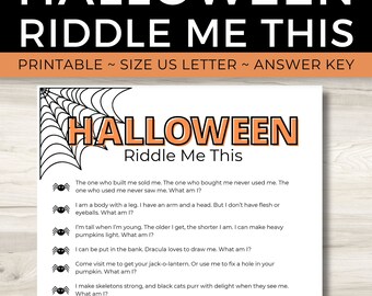 Halloween Riddles Game, Printable Party Trivia (Digital Download)