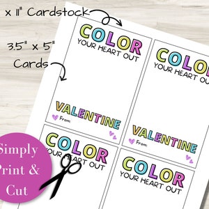 Color Your Heart Out Printable Valentine's Day Crayon Card for Kids ...