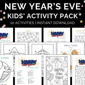 Kids New Years Eve Activities, New Years Games Printable for Kids, Kids New Years Eve Games