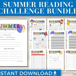 Summer Reading Challenge for Kids, Printable Kids Reading Log, Summer Book Tracker