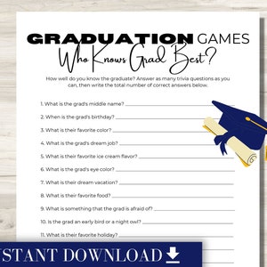 Who Knows Grad Best, Get to Know You Printable Grad Game, How Well Do You Know the Graduate