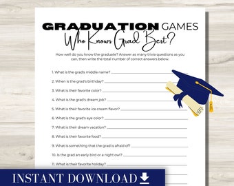 Graduation Trivia Spiel, Wer kennt Grad gut? (Digitaler Download)