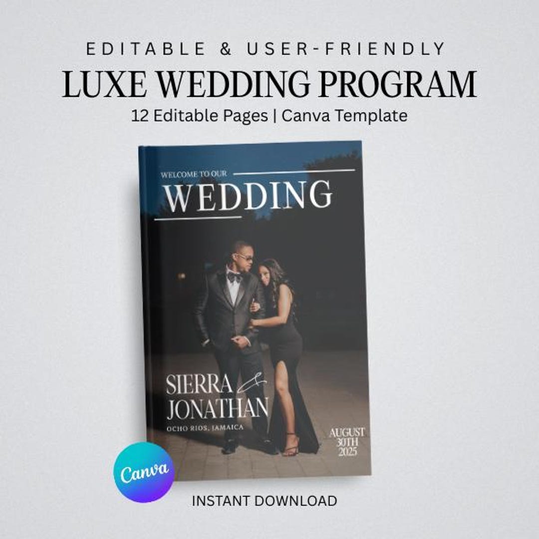 Luxe Wedding Program Magazine Template - Etsy