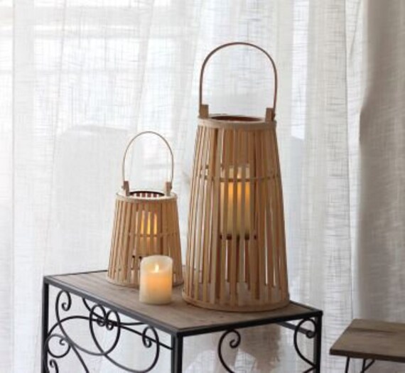 Bamboo Lantern Candle Holder Handmade Home Decor Waven Etsy