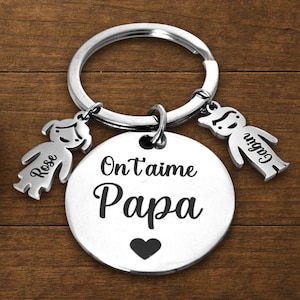 Porte Clés Cadeau Papa Fete des Peres personnalisé, idée pour fête des pères en acier inoxydable miroir