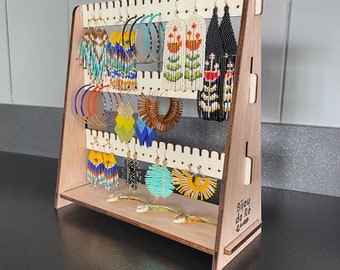 Customizable wooden jewelry display – handmade earring organizer