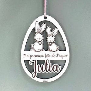 My first Easter. Easter gift. Personalized wooden decoration for Easter