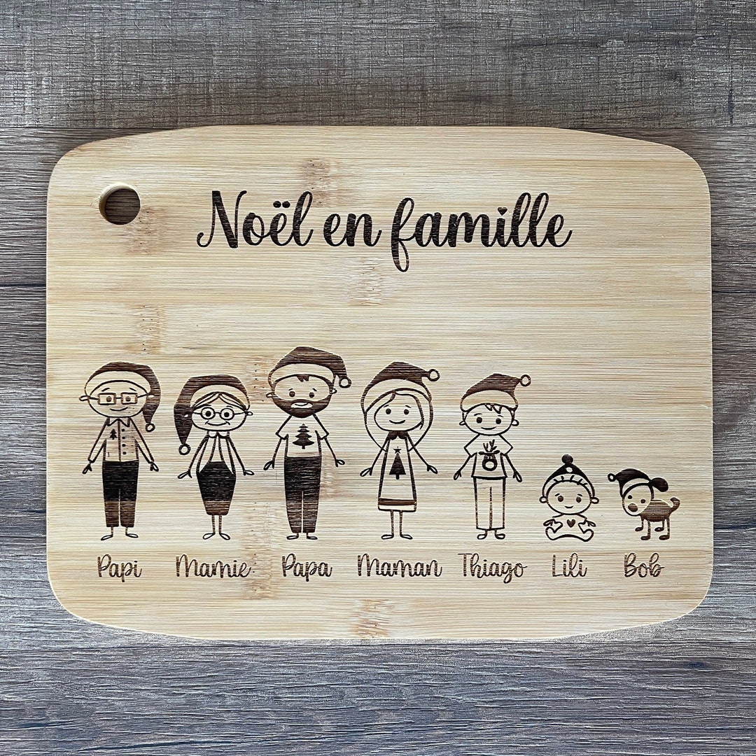 Personalized Bamboo Aperitif Board With Characters, Original Christmas ...