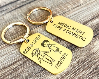 Personalized medical identification key ring, diabetes, wearing a pace maker, autism...