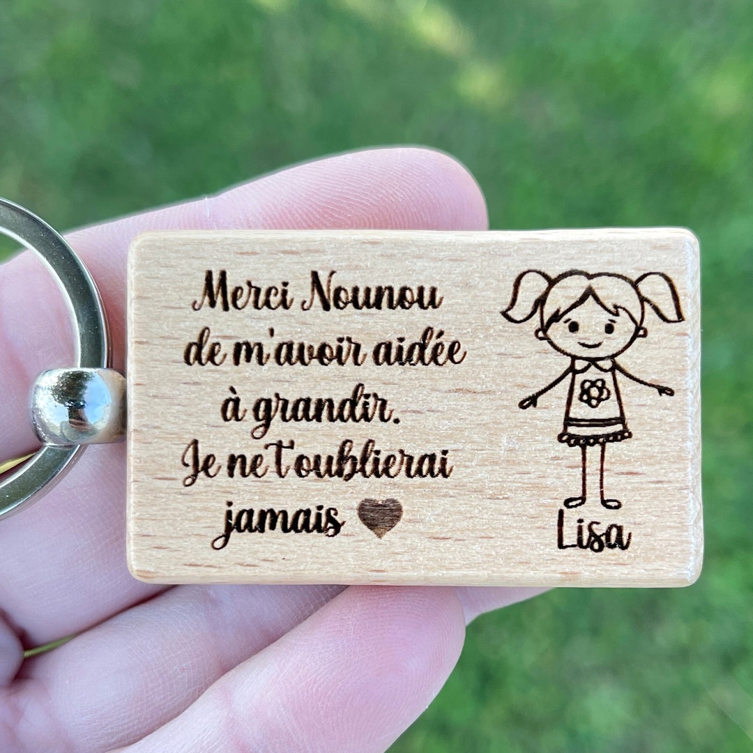 Key Rings Nanny Nanny Key Ring, Personalized Wooden Gift With Message - Etsy