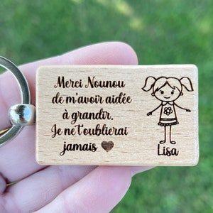Nanny key ring, Personalized nanny gift, Wooden key ring with message