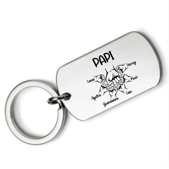 Porte-clés Personnalisé "Super Grand-Père" En Noyer, Cuir Et Laiton – Cadeau Fait Main Pour Papy, Fête Des Grands-Pères, Noël Ou Anniversaire