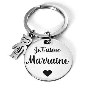 Personalized gift for godmother: personalized key ring in mirrored stainless steel