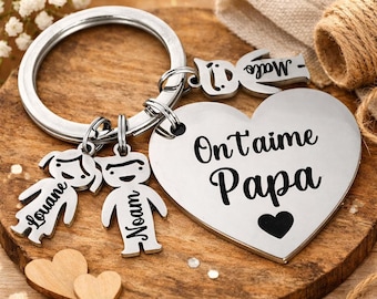 Personalized Dad Keychain with Names – Father's Day Gift