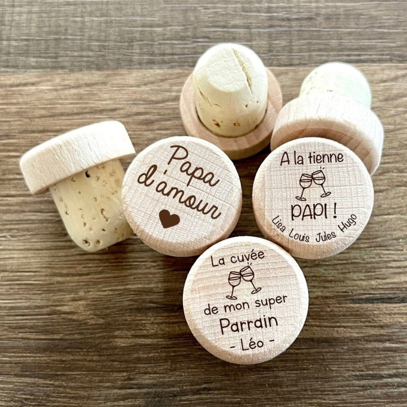 Bouchon personnalisé en liège et bois - Apéro en cours main image 1