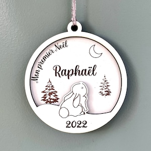 My first Christmas 2024, a personalized wooden relief Christmas ball to wish baby a happy first Christmas