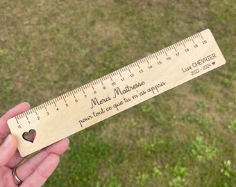 Personalized wooden ruler gift for Teacher or Master at the end of the year