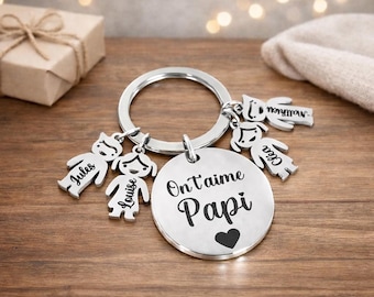 Personalized Grandpa Keychain – Gift for Grandfather with Names – Grandparents' Day