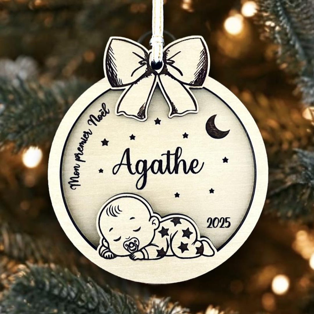 Personalized Wooden Baby Christmas Bauble – My First Christmas 2025 ...