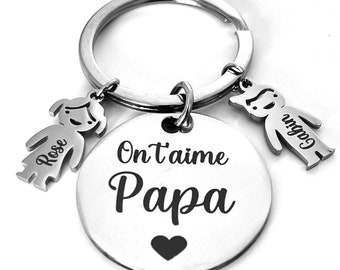 Personalized Dad Gift Key Ring, idea for Father's Day in mirror stainless steel