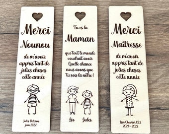 Personalized wooden bookmark, Father's Day gift, Mother's Day gift, nanny, mistress...
