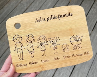 Personalized family bamboo board, Father's Day gift, Mother's Day gift, Christmas gift