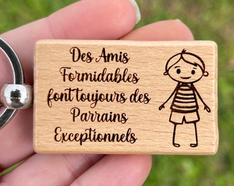 Personalized wooden key ring request godfather or godmother, godfather godmother gift