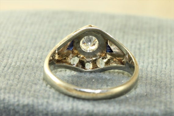 18K Edwardian Diamond and Synthetic Sapphire Enga… - image 4