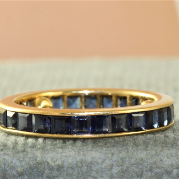 Estate 14K Natural Blue Sapphire Eternity Band