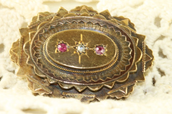 15 CT Victorian Ruby and Diamond Locket - image 1