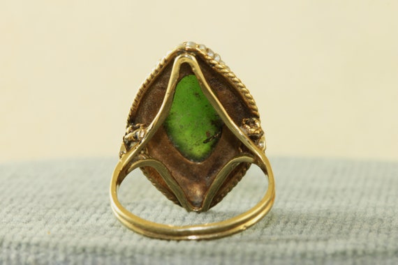 Estate 14K Jade Seed Pearl Ring - image 4