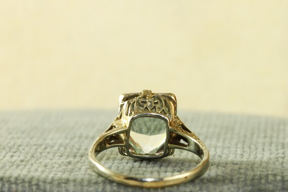 18K Edwardian Aquamarine Filigree Ring - image 3