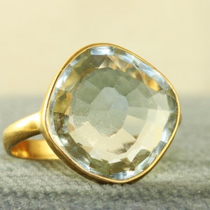 Estate 14K Modernist Artisan Green Amethyst