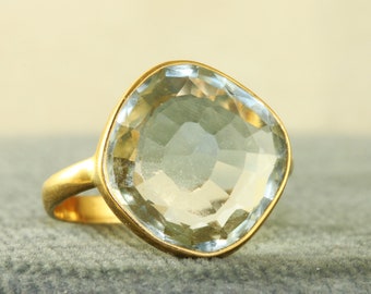 Estate 14K Modernist Artisan Green Amethyst