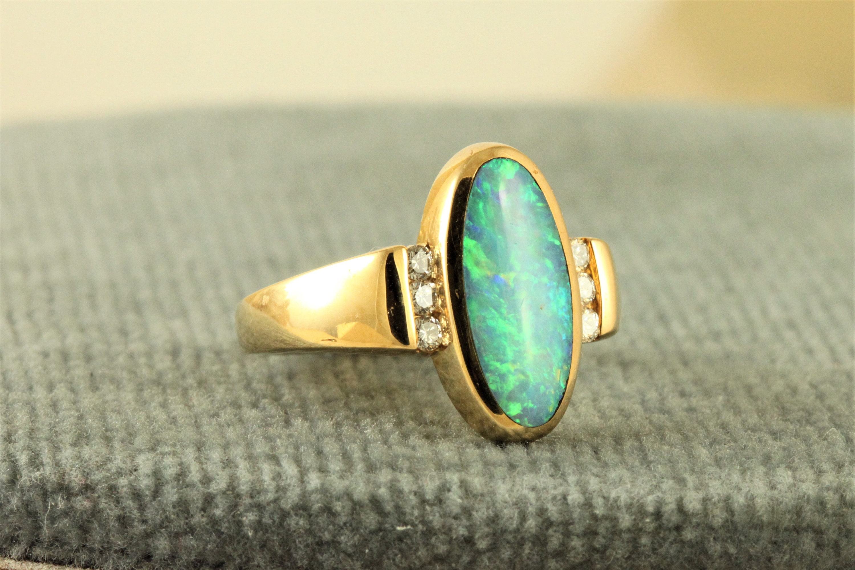 18K Kabana Black Opal Diamond Ring