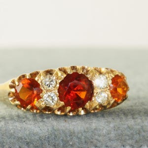 Estate 18K Citrine and Diamond Ring