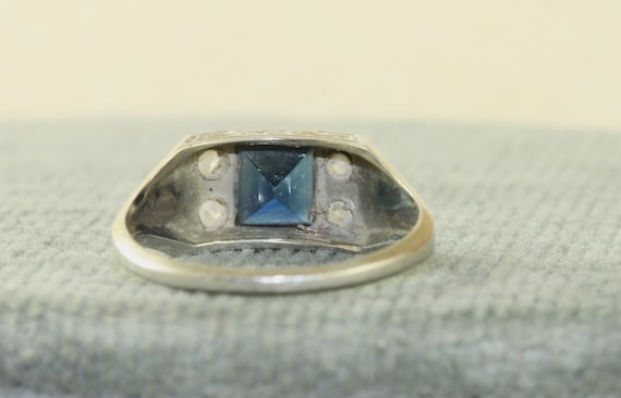 Platinum Edwardian 0.25 CT Sapphire and Diamond R… - image 3