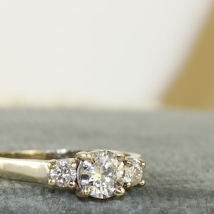 Estate 14K Three Stone Diamond Ring