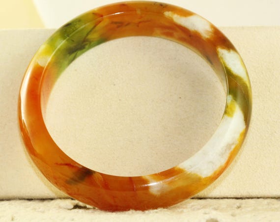 Certified Multicolored Jade Bangle - image 1